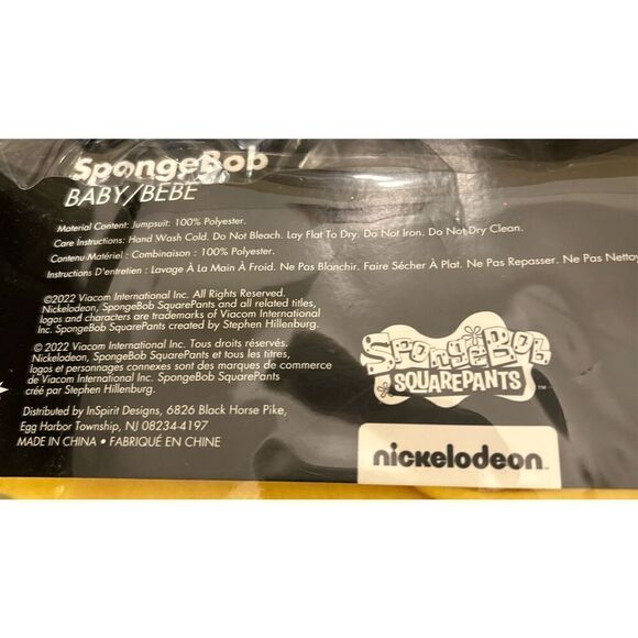 Nickelodeon Soonge Bob Costume Size Medium 12-18 Months - Picture 3 of 4